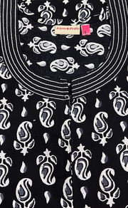 Black Paisley Print Pure Cotton Nighty. Pure Durable Cotton | Laces and Frills