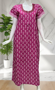 Pink Paisley Print Pure Cotton Nighty. Pure Durable Cotton | Laces and Frills