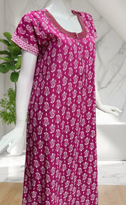 Pink Paisley Print Pure Cotton Nighty. Pure Durable Cotton | Laces and Frills