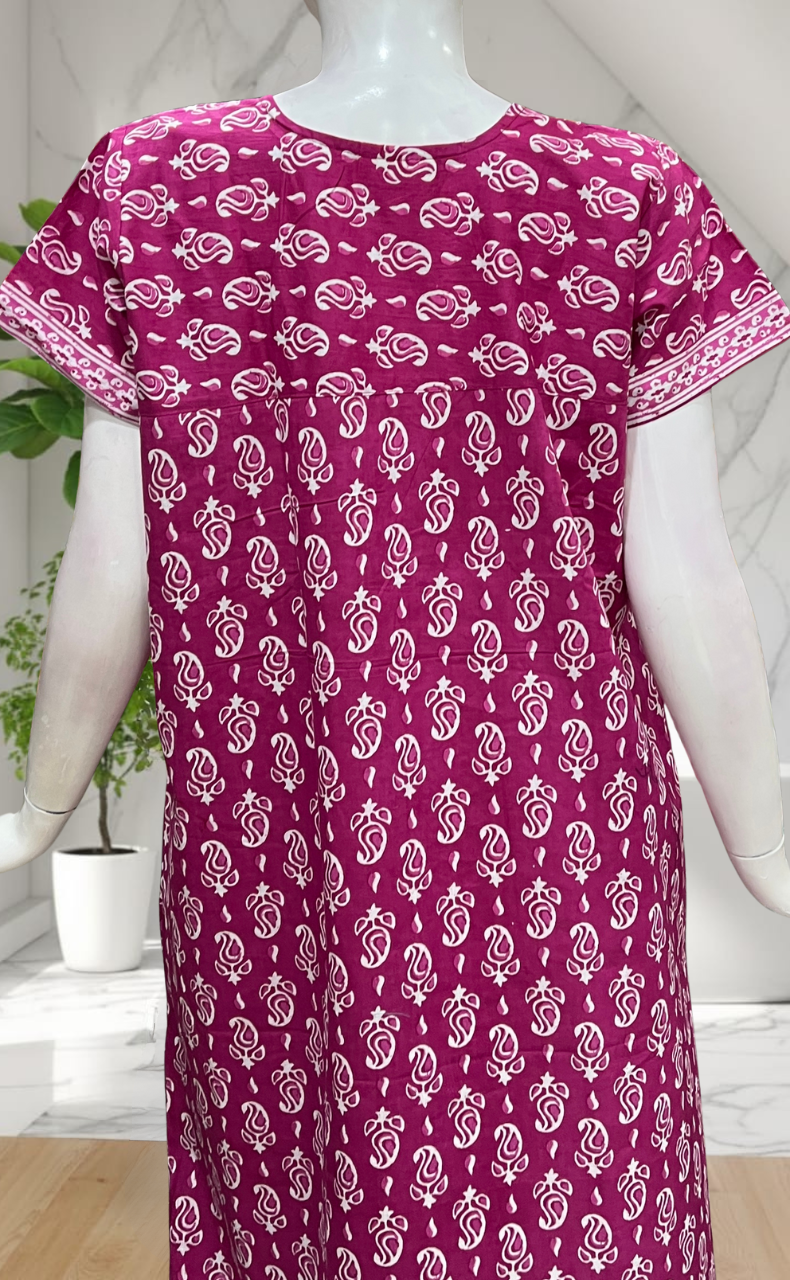 Pink Paisley Print Pure Cotton Nighty. Pure Durable Cotton | Laces and Frills