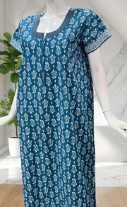 Blue Paisley Print Pure Cotton Nighty. Pure Durable Cotton | Laces and Frills