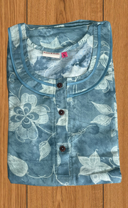 Sea Green Floral 2-Piece Spun House Coat & Nighty Set| Laces and Frills