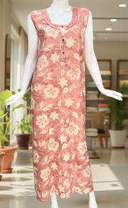 Pink Floral 2-Piece Spun House Coat & Nighty Set| Laces and Frills