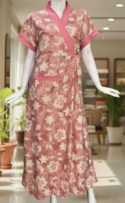 Pink Floral 2-Piece Spun House Coat & Nighty Set| Laces and Frills