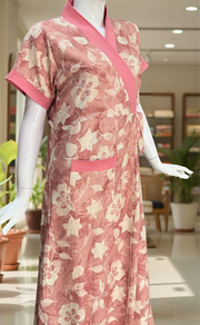 Pink Floral 2-Piece Spun House Coat & Nighty Set| Laces and Frills