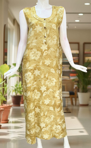 Mustard Floral 2-Piece Spun House Coat & Nighty Set| Laces and Frills