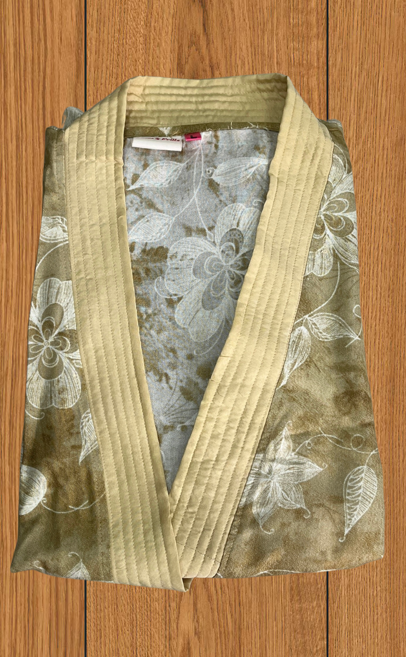 Mustard Floral 2-Piece Spun House Coat & Nighty Set| Laces and Frills