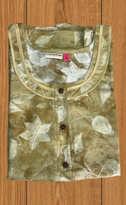 Mustard Floral 2-Piece Spun House Coat & Nighty Set| Laces and Frills