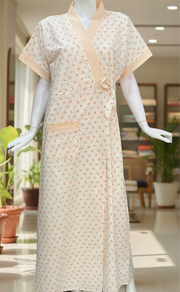 Peach Tiny Flora 2-Piece Boutique Cotton House Coat & Nighty Set| Laces and Frills