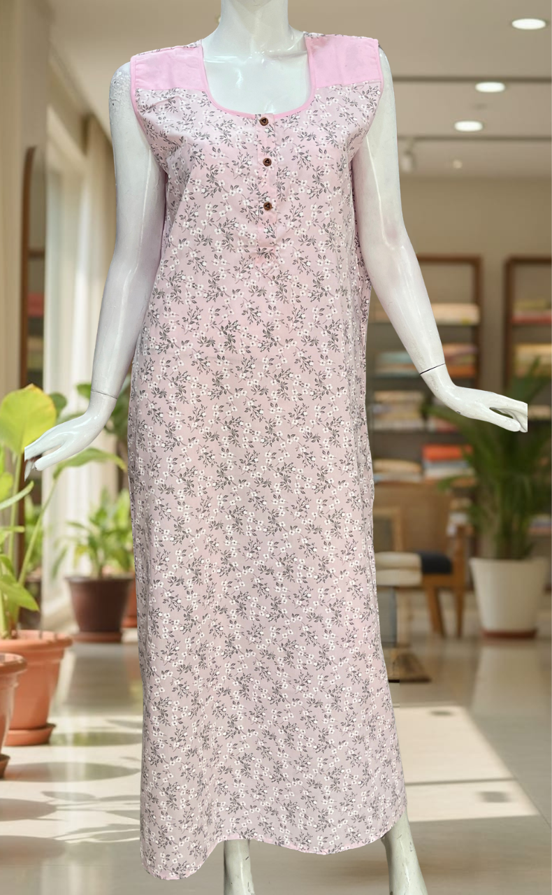 Pink Garden 2-Piece Boutique Cotton House Coat & Nighty Set| Laces and Frills