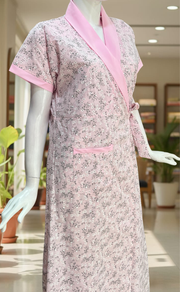 Pink Garden 2-Piece Boutique Cotton House Coat & Nighty Set| Laces and Frills