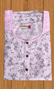 Pink Garden 2-Piece Boutique Cotton House Coat & Nighty Set| Laces and Frills
