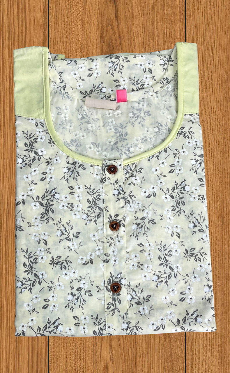 Yellow Garden 2-Piece Boutique Cotton House Coat & Nighty Set| Laces and Frills