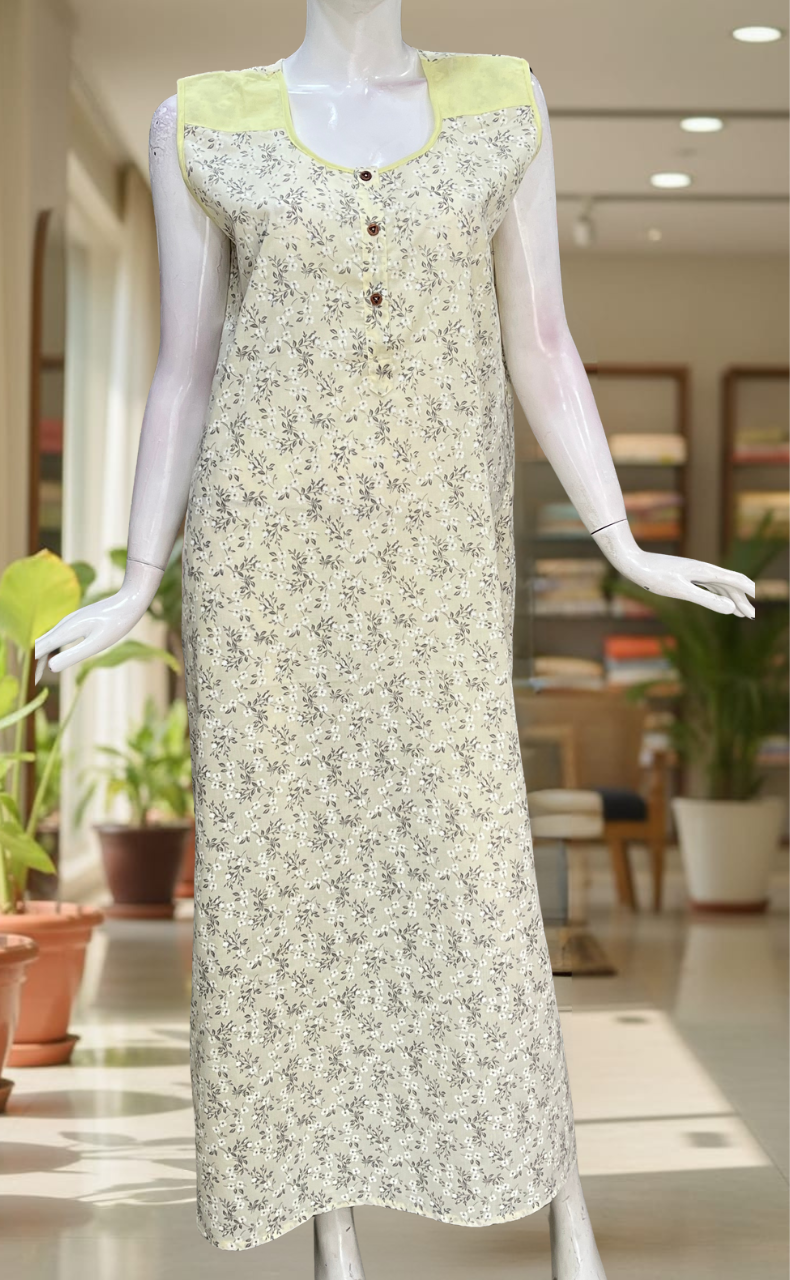 Yellow Garden 2-Piece Boutique Cotton House Coat & Nighty Set| Laces and Frills