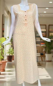 Peach Leafy 2-Piece Boutique Cotton House Coat & Nighty Set| Laces and Frills