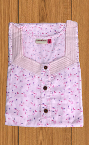 Pink Leafy 2-Piece Boutique Cotton House Coat & Nighty Set| Laces and Frills