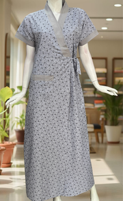 Lavender Flora 2-Piece Soft Cotton House Coat & Nighty Set| Laces and Frills