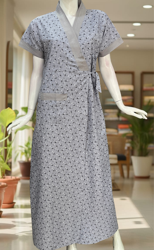 Lavender Flora 2-Piece Soft Cotton House Coat & Nighty Set| Laces and Frills