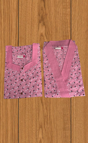 Peach Flora 2-Piece Soft Cotton House Coat & Nighty Set| Laces and Frills