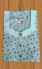 Light Green 2-Piece Soft Cotton House Coat & Nighty Set| Laces and Frills