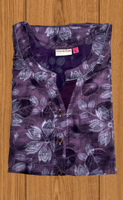 Purple Floral 2-Piece Soft Cotton House Coat & Nighty Set| Laces and Frills