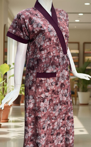 Peach Floral 2-Piece Soft Cotton House Coat & Nighty Set| Laces and Frills