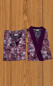 Peach Floral 2-Piece Soft Cotton House Coat & Nighty Set| Laces and Frills