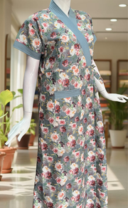 Grey Garden 2-Piece Soft Cotton House Coat & Nighty Set| Laces and Frills