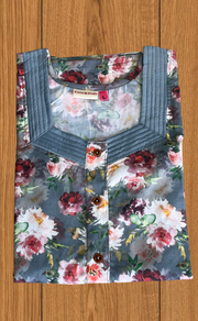 Grey Garden 2-Piece Soft Cotton House Coat & Nighty Set| Laces and Frills