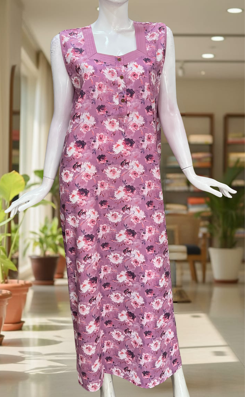 Lavender Garden 2-Piece Soft Cotton House Coat & Nighty Set| Laces and Frills