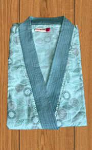 Sea Green Garden 2-Piece Soft Cotton House Coat & Nighty Set| Laces and Frills