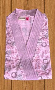 Pink Garden 2-Piece Soft Cotton House Coat & Nighty Set| Laces and Frills