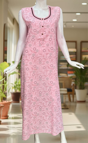 Pink Garden 2-Piece Soft Cotton House Coat & Nighty Set| Laces and Frills