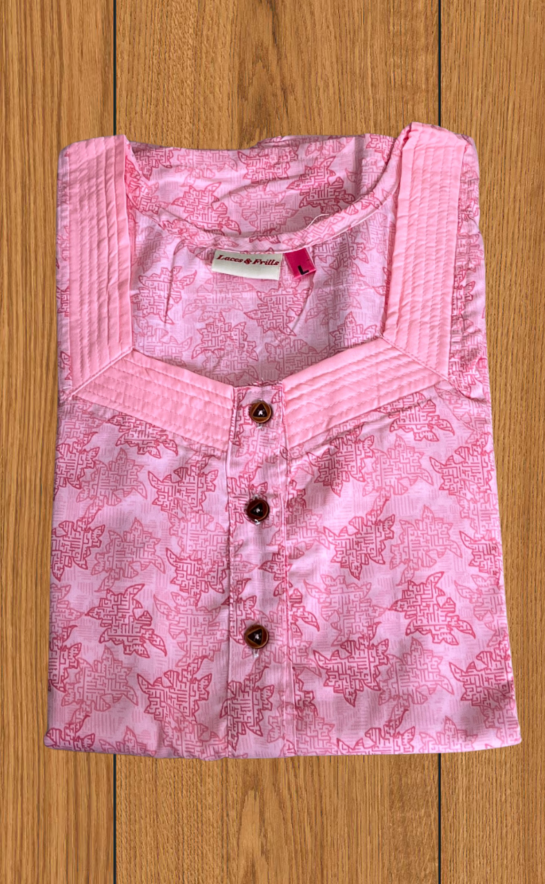 Peach Floral 2-Piece Soft Cotton House Coat & Nighty Set| Laces and Frills