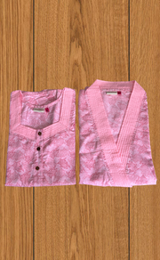 Peach Floral 2-Piece Soft Cotton House Coat & Nighty Set| Laces and Frills