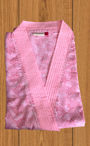 Peach Floral 2-Piece Soft Cotton House Coat & Nighty Set| Laces and Frills