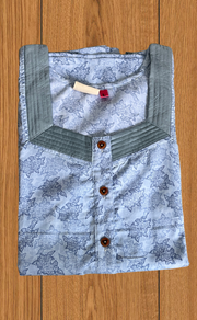 Blue Floral 2-Piece Soft Cotton House Coat & Nighty Set| Laces and Frills