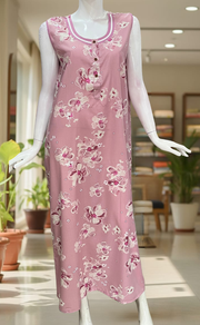 Pink Floral 2-Piece Soft Cotton House Coat & Nighty Set| Laces and Frills