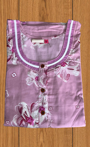 Pink Floral 2-Piece Soft Cotton House Coat & Nighty Set| Laces and Frills