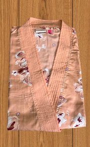 Peach Floral 2-Piece Soft Cotton House Coat & Nighty Set| Laces and Frills