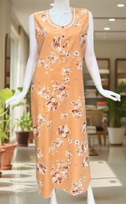 Peach Floral 2-Piece Soft Cotton House Coat & Nighty Set| Laces and Frills