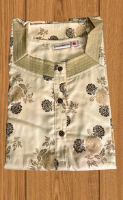 Beige Floral 2-Piece Soft Cotton House Coat & Nighty Set| Laces and Frills