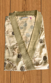 Beige Floral 2-Piece Soft Cotton House Coat & Nighty Set| Laces and Frills