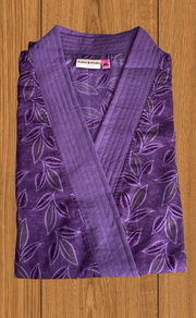 Purple Leafy 2-Piece Soft Cotton House Coat & Nighty Set| Laces and Frills
