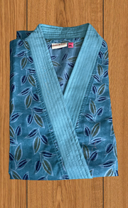 Light Sea Green Leafy 2-Piece Soft Cotton House Coat & Nighty Set| Laces and Frills