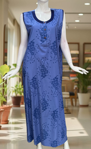 Blue Floral 2-Piece Soft Cotton House Coat & Nighty Set| Laces and Frills