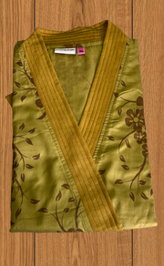 Mustard Floral 2-Piece Soft Cotton House Coat & Nighty Set| Laces and Frills