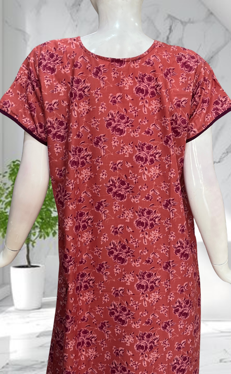 Peach Garden Soft Cotton Nighty. Soft Breathable Fabric | Laces and Frills