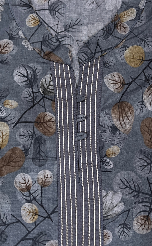 Grey Floral Soft Cotton Nighty. Soft Breathable Fabric | Laces and Frills