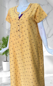 Cream Tiny Floral Soft Cotton Nighty. Soft Breathable Fabric | Laces and Frills